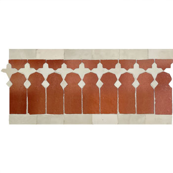 Mosaic House Moroccan tile Zanar 4-1 White,   Rust,    solid zellige, mosaic, zellij, border, glaze, traditional, classic 
